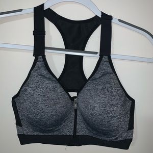 Zip in front sports bra.